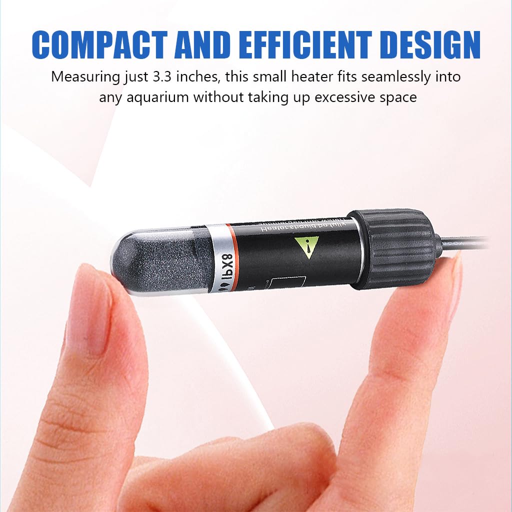 Qpets 10W Submersible Aquarium Heater, 26 °C Constant Temperature USB Plug and Go Electric Aquarium Heater 3.3 inches Small Aquarium Heater for Betta Fish, Guppies, Neon Tetras