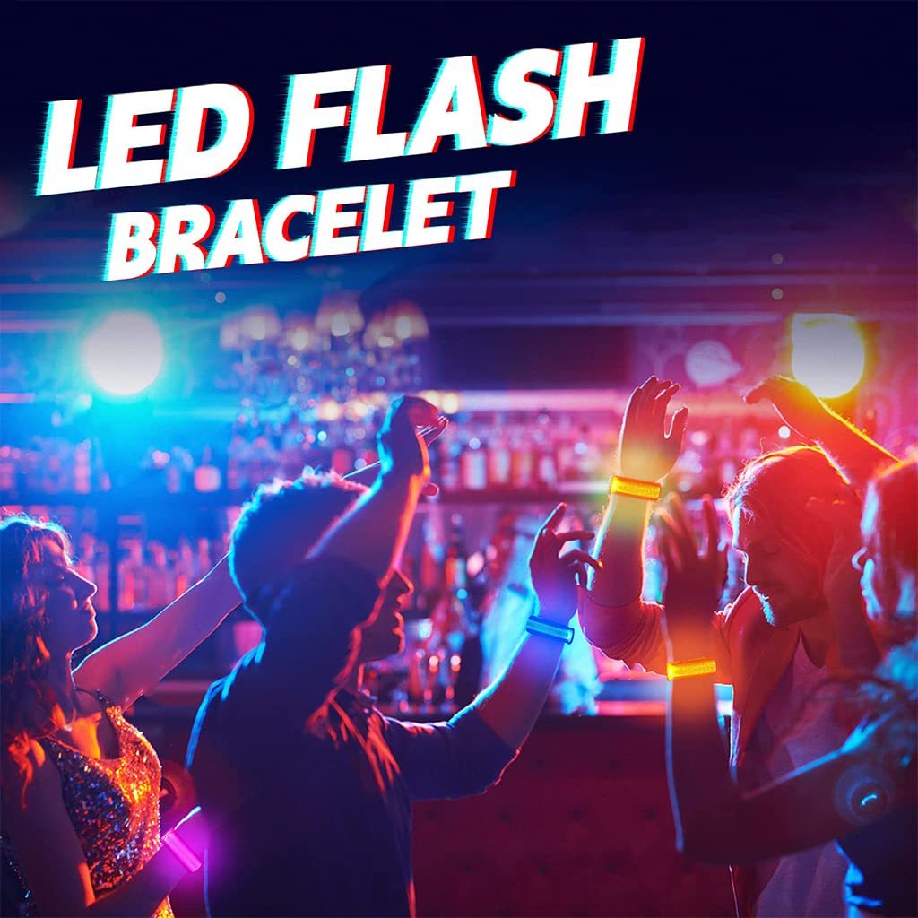 PATPAT Glow in The Dark Bracelet 2PCS Light Toys for Kids Adults 35cm LED Glow Bracelets Light Up Wristbands Flashing Arm Wrist Bands for Party, Festival, Event, Night Running, Night Walking - Orange