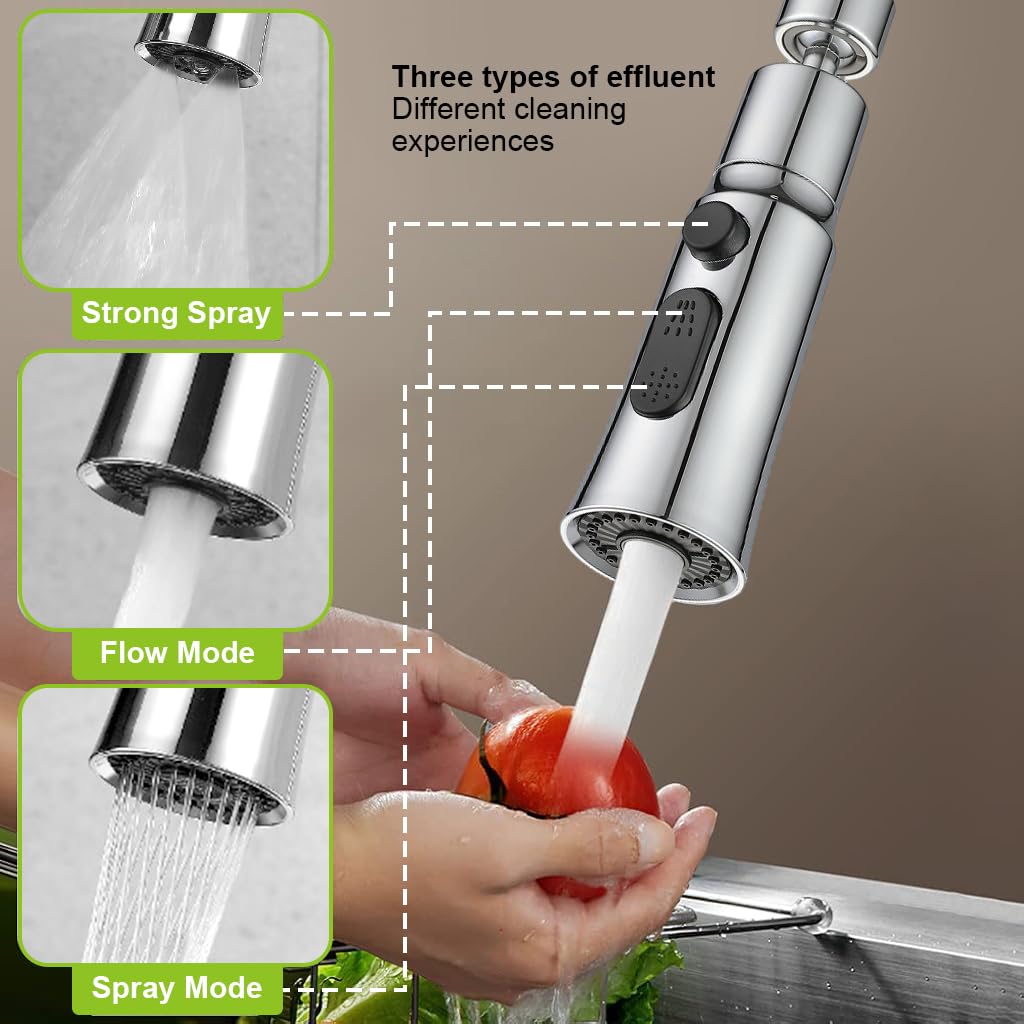 HASTHIP 360° Swivel Tap Extender for Kitchen Sink, Kitchen Tap Extension with 3 Flow Modes Tap Faucet, Kitchen Sink Tap Wash Basin Taps Water Saving Splash Proof Faucet Replacement Faucet Tap Adapter