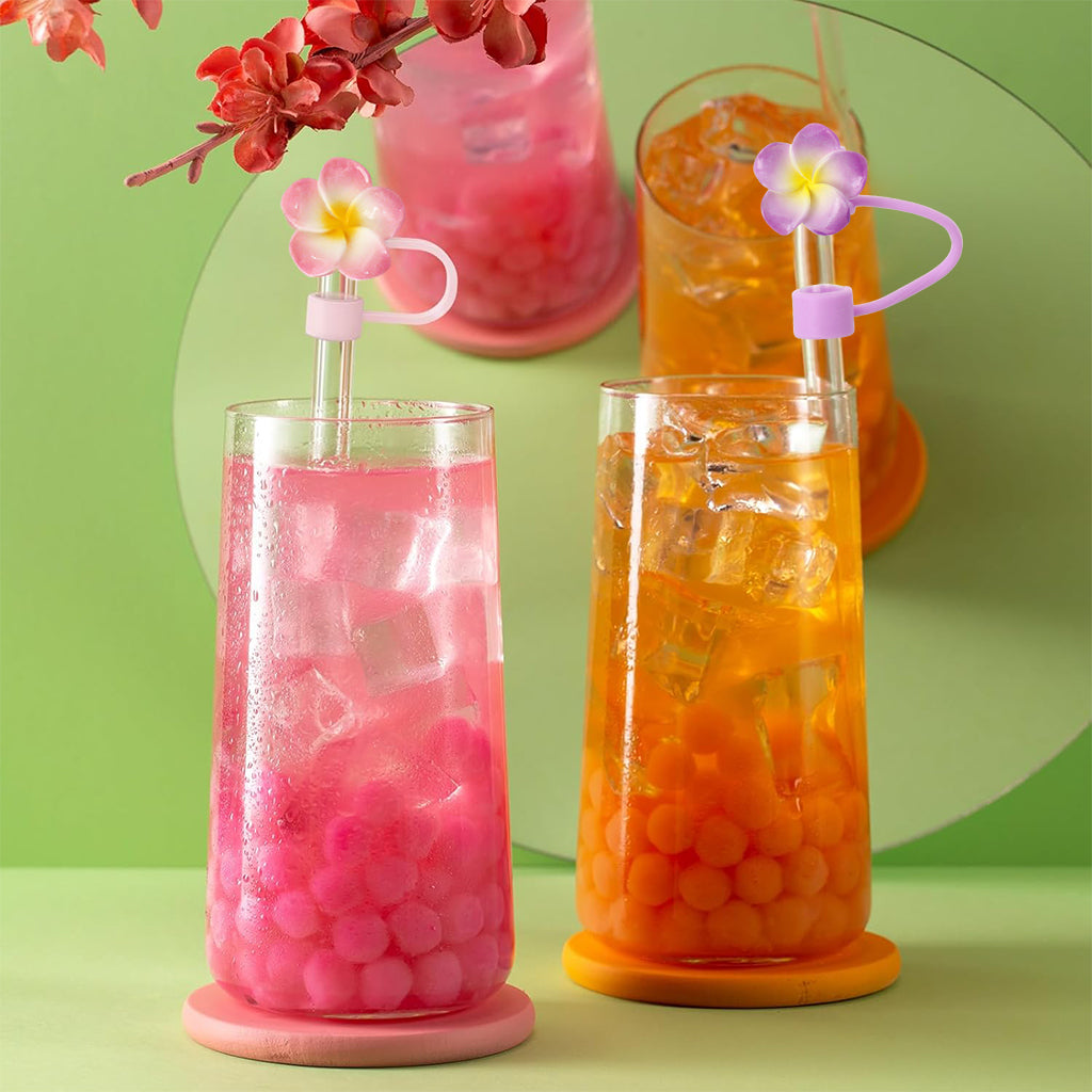 HASTHIP 6Pcs Clear Silicone Straws for Stanley 40Oz Cup & 2 Straw Caps, Heat Resistant Silicone Straws Universal 11.8'' Silicone Straws 10mm Reusable Straw with Stopper Tips