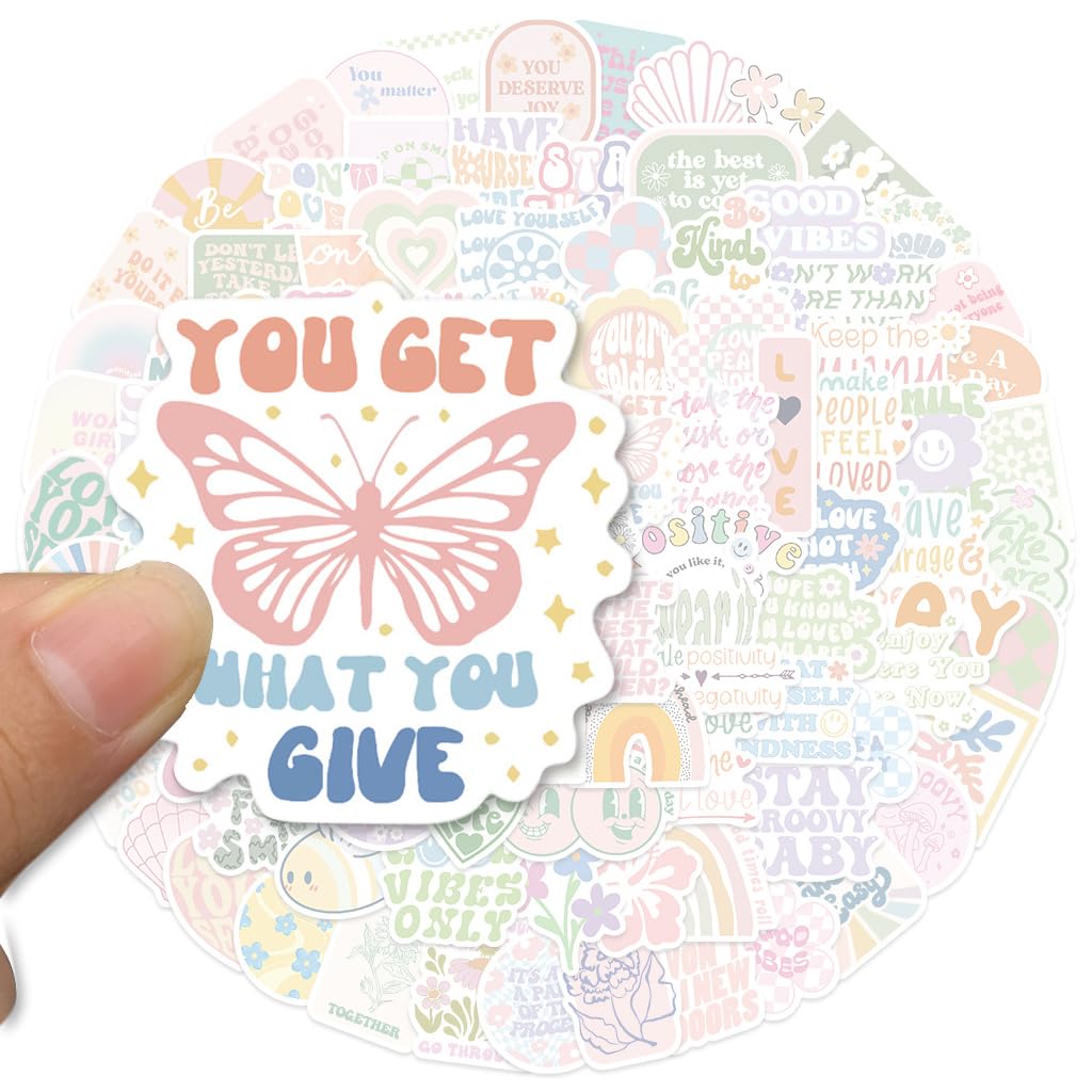 HASTHIP 100Pcs Motivational Stickers - Pink Inspirational Stickers, Aesthetic Encouragement Stickers for Students Teachers, Vinyl Waterproof Stickers for Water Bottle, Laptop, Scrapbook, Journal
