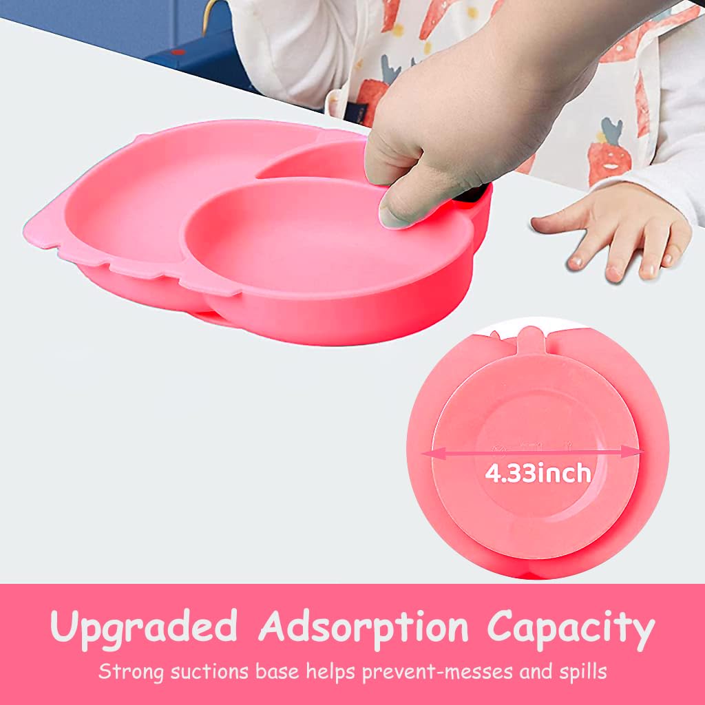 SNOWIE SOFT Suction Plates for Baby, Toddler Divided Dish, Kids Silicone Plates Fits Most Highchair Trays, Microwave Dishwasher Safe, BFA Free