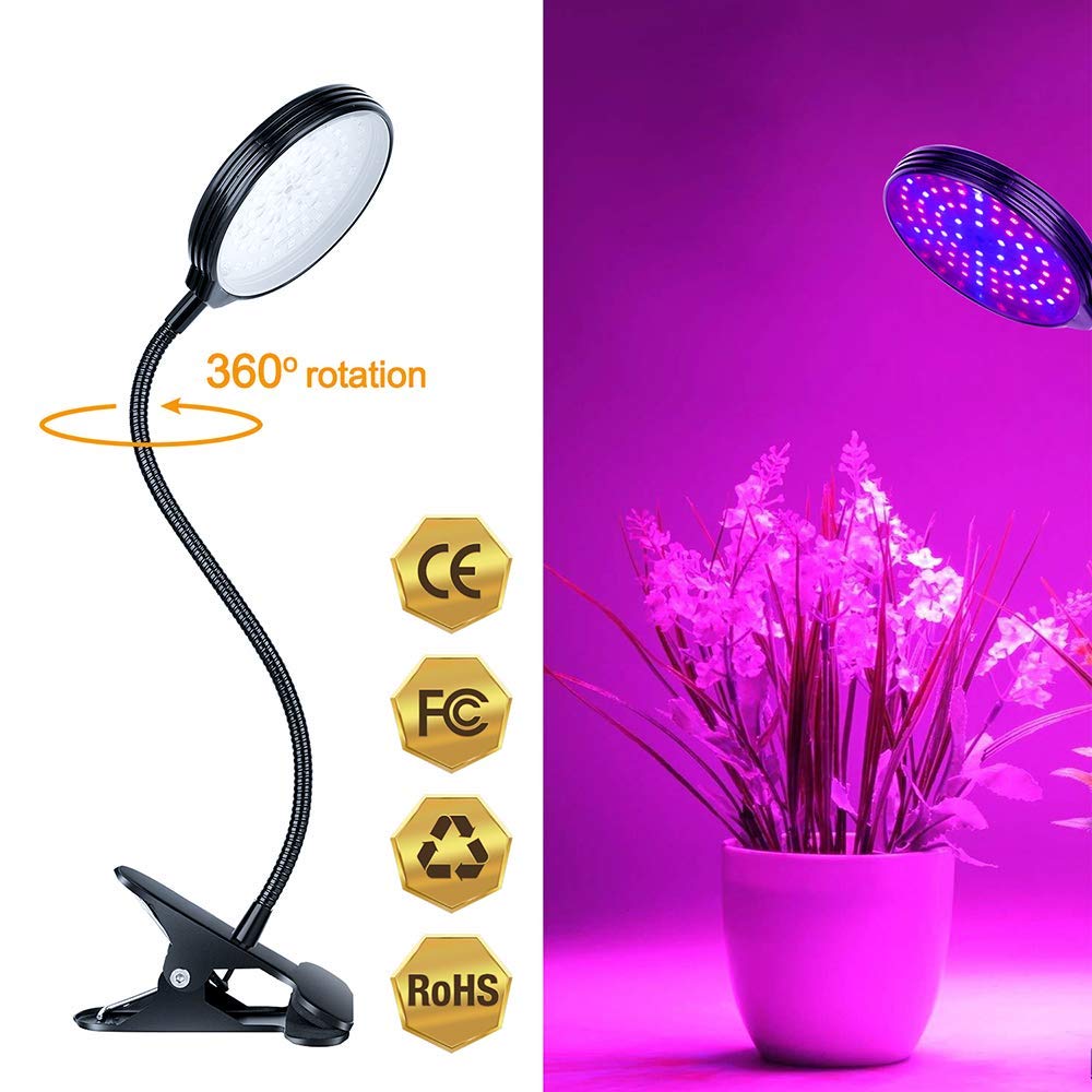 HASTHIP Led Grow Light for Indoor Plant with 5 Gear Adjustable,USB Rechargable Remote Control Plant Grow Lights,Led Grow Light Bulb Can 360° Adjustment for Living Office(1 Head)