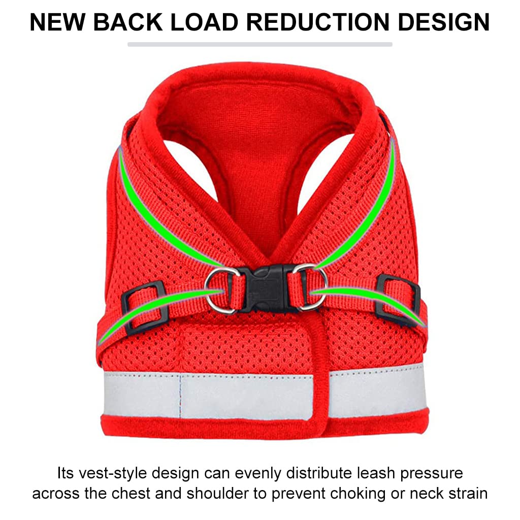Qpets Dog Vest Harness for Puppy with 1.2m Dog Leash Adjustable Size Dog Vest Harness Breathable Mesh Fabric with Safety Reflective Strip Dog Harness for Dogs of 7.5kg-10kg,(XL, Red)
