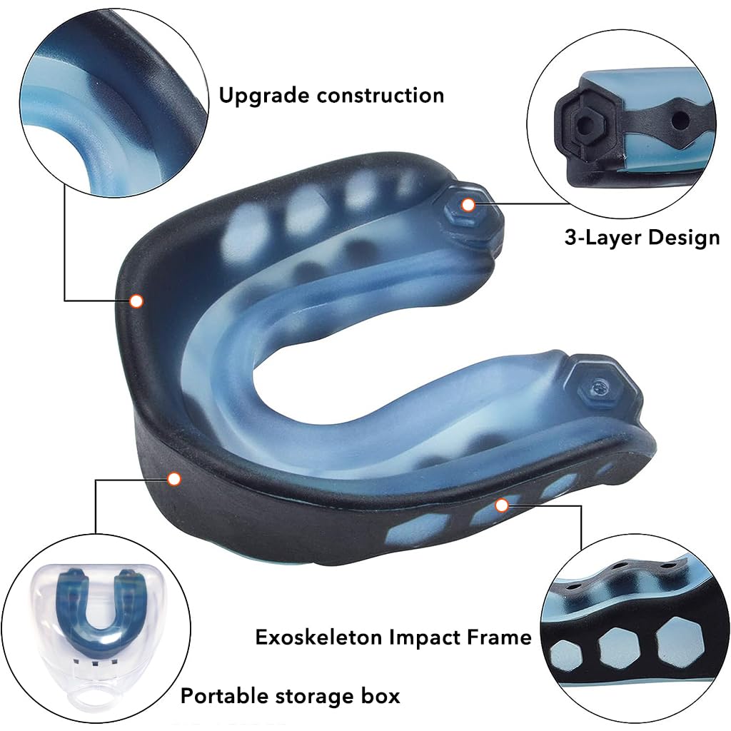 Optifit Mouth Guard for Boxing for Adult Teen Use, High-density EVA Moulded Sports Mouth Guard for Football, Lacrosse, Basketball, All Sports, Gel Teeth Guard, One Size for All