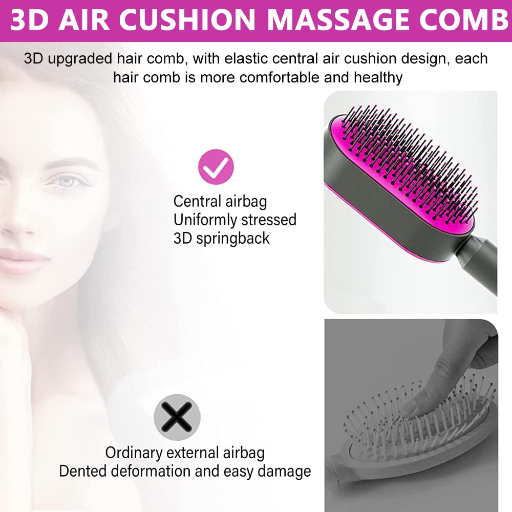 MAYCREATE Self Cleaning Hair Brush for Women Men, 3D Airbag Cushion Hair Comb Massager Paddle Brush Hairdressing Detangling Anti Static Hairbrush