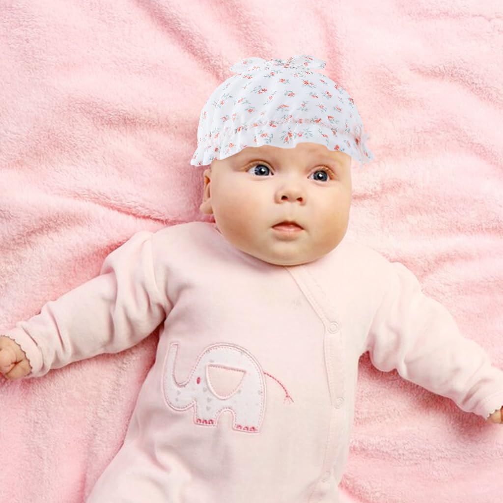 SNOWIE SOFT Baby Hat for Girls, Hat for Baby Girl Cute Fragrant Flowers Summer Hat Lovely Print Lace Edging Bucket Hat for Outdoor UV Protection Baby Cap 6-12 Months