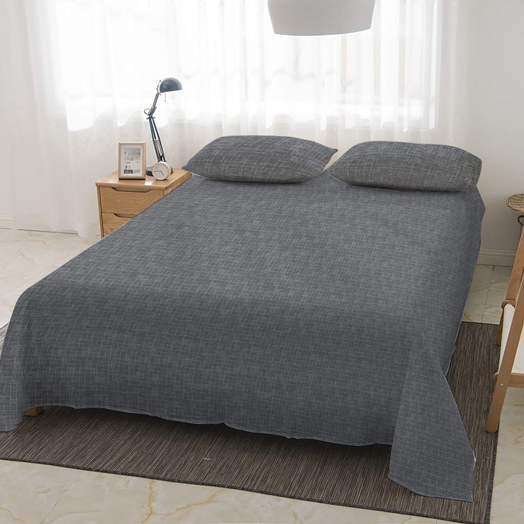 Supvox Premium 3 Piece Bed Sheet Set 100% Microfiber Polyester £¨Includes 1 Flat Sheet, 2 Pillow Covers - Super Soft, Warm, Breathable, Cooling, Wrinkle and Fade Resistant (Queen, Gray Texture)