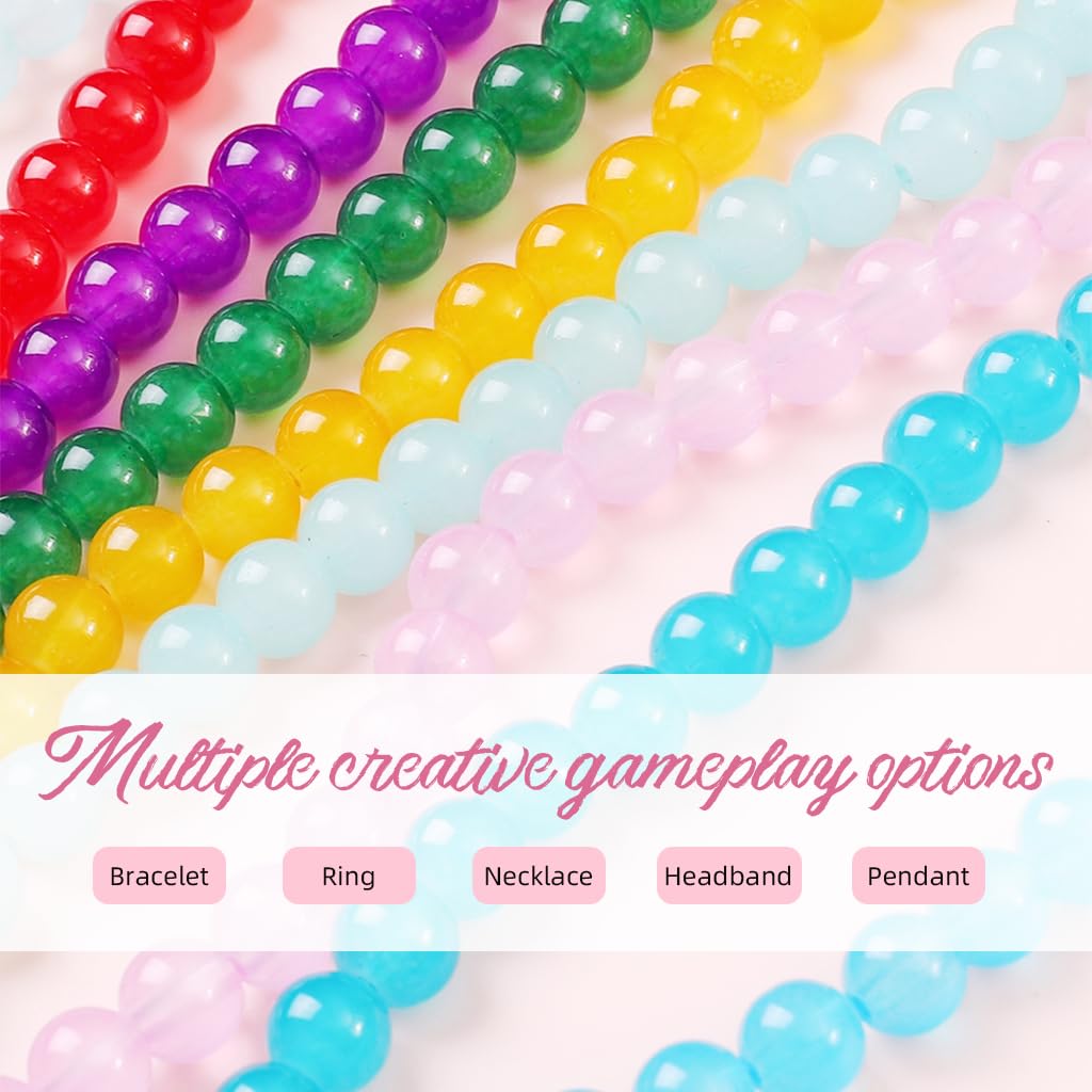 SANNIDHI 6mm Glass Beads for Bracelets 1258pcs, 20 Colors Crystal Beads for Jewelry Making Round Beads Bracelet Making Kit DIY Crafts with Spacer Beads & Charms