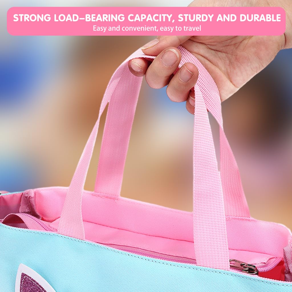 PALAY Girls School Bag 2 in 1 Book Bag Handbag with Shoulder Belt Pink Unicorn Book Bag for Schoolgirls Book Tote Bag Large Crossbody Book Bag School Gift Daily Item Handbag for Girls 6-12 Years Old