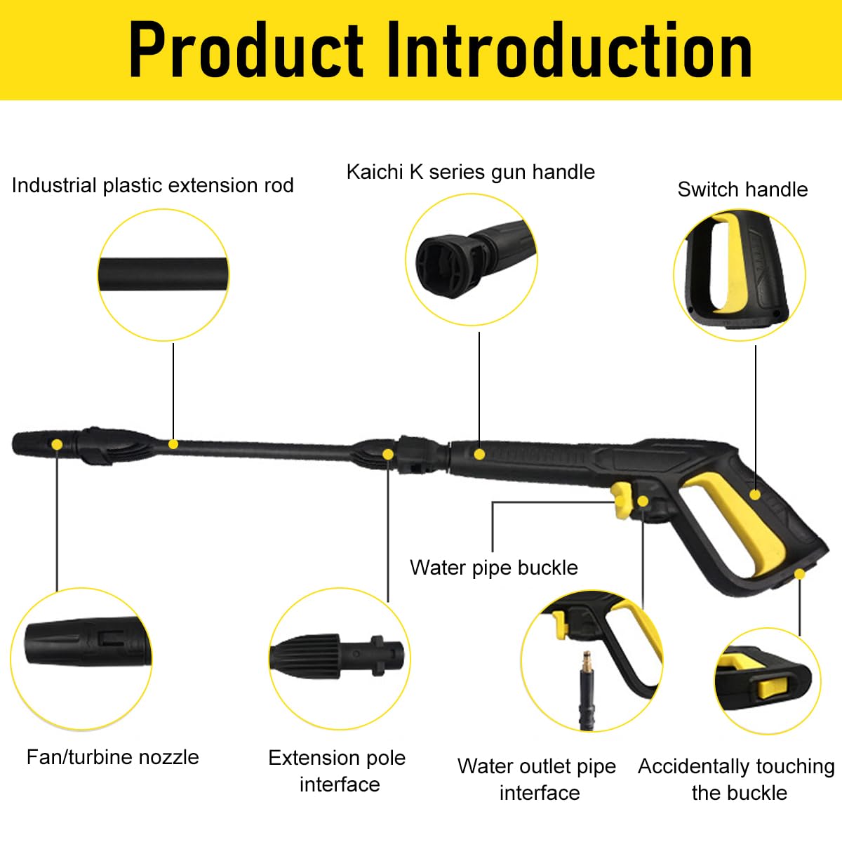 HASTHIP High Pressure Water Sprayer Long Nozzle Spray Gun Kit Pressurized Water Spray Gun with Adjustable Water Flow Universal Sprayer Water Gun for Car Washing, Gardening, Watering
