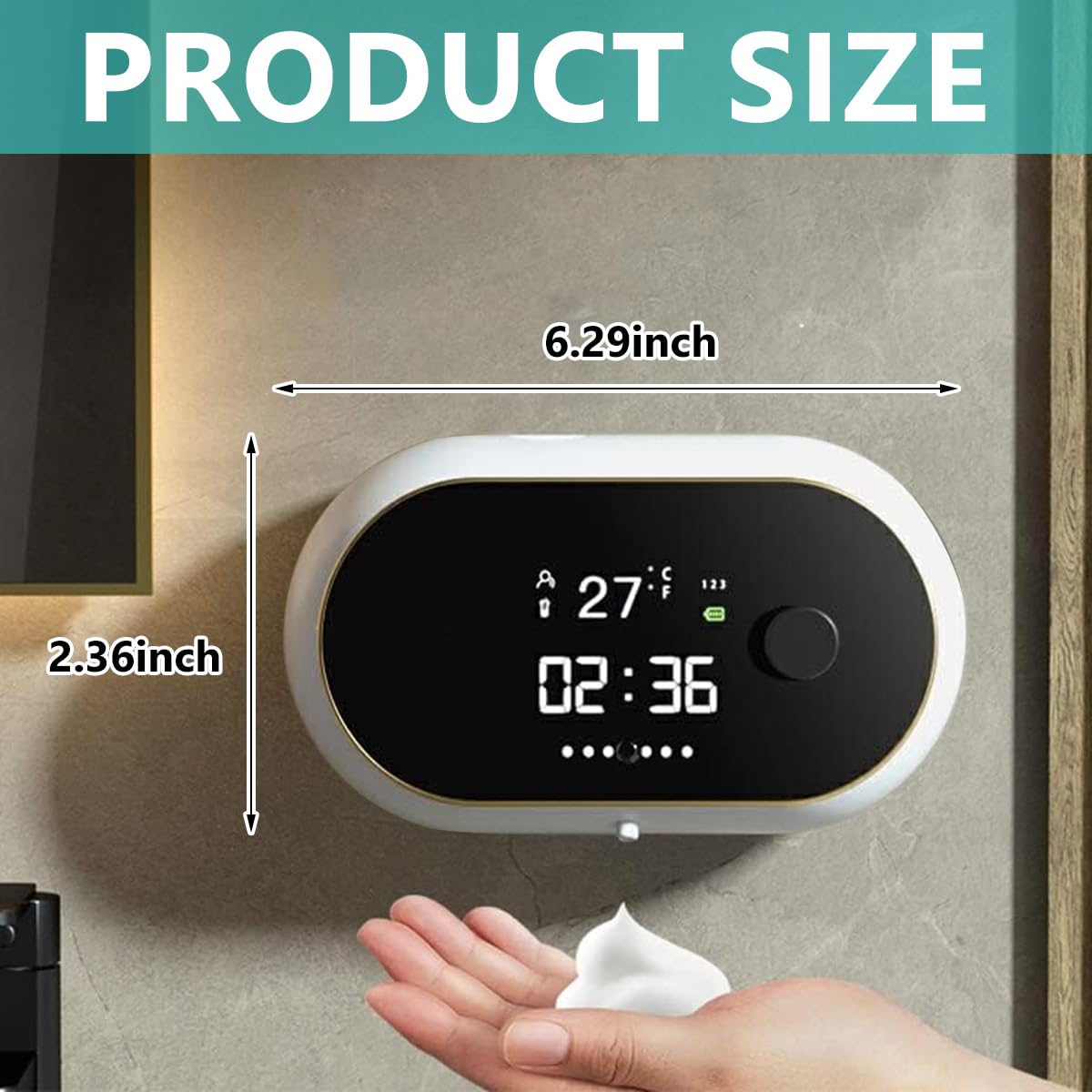 HASTHIP Automatic Soap Dispenser for Bathroom, Electric Foaming Handwash Dispenser, 500ml Wall Mounted Touchless Shampoo Hand Wash Dispenser with 3 Adjustable Bubble Levels with Bracket (White)