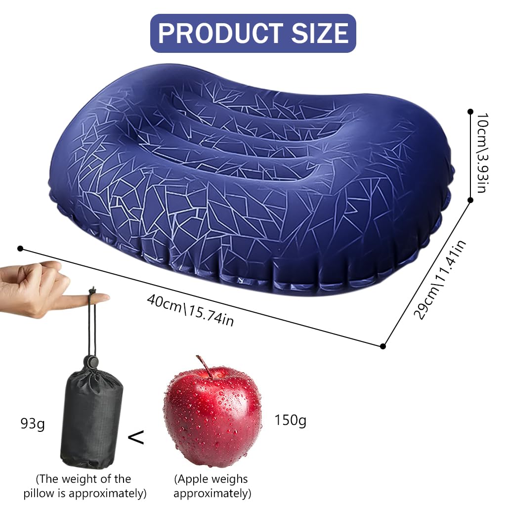 PALAY Inflatable Camping Travel Pillow Ultralight Inflating Pillows Lightweight Portable Backpacking Air Pillow for Airplanes with Neck & Lumbar Support