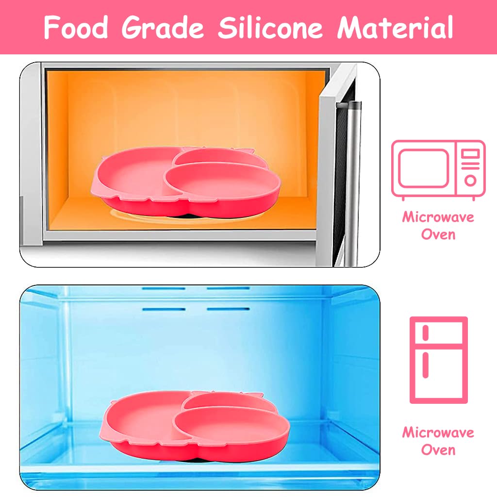 SNOWIE SOFT Suction Plates for Baby, Toddler Divided Dish, Kids Silicone Plates Fits Most Highchair Trays, Microwave Dishwasher Safe, BFA Free