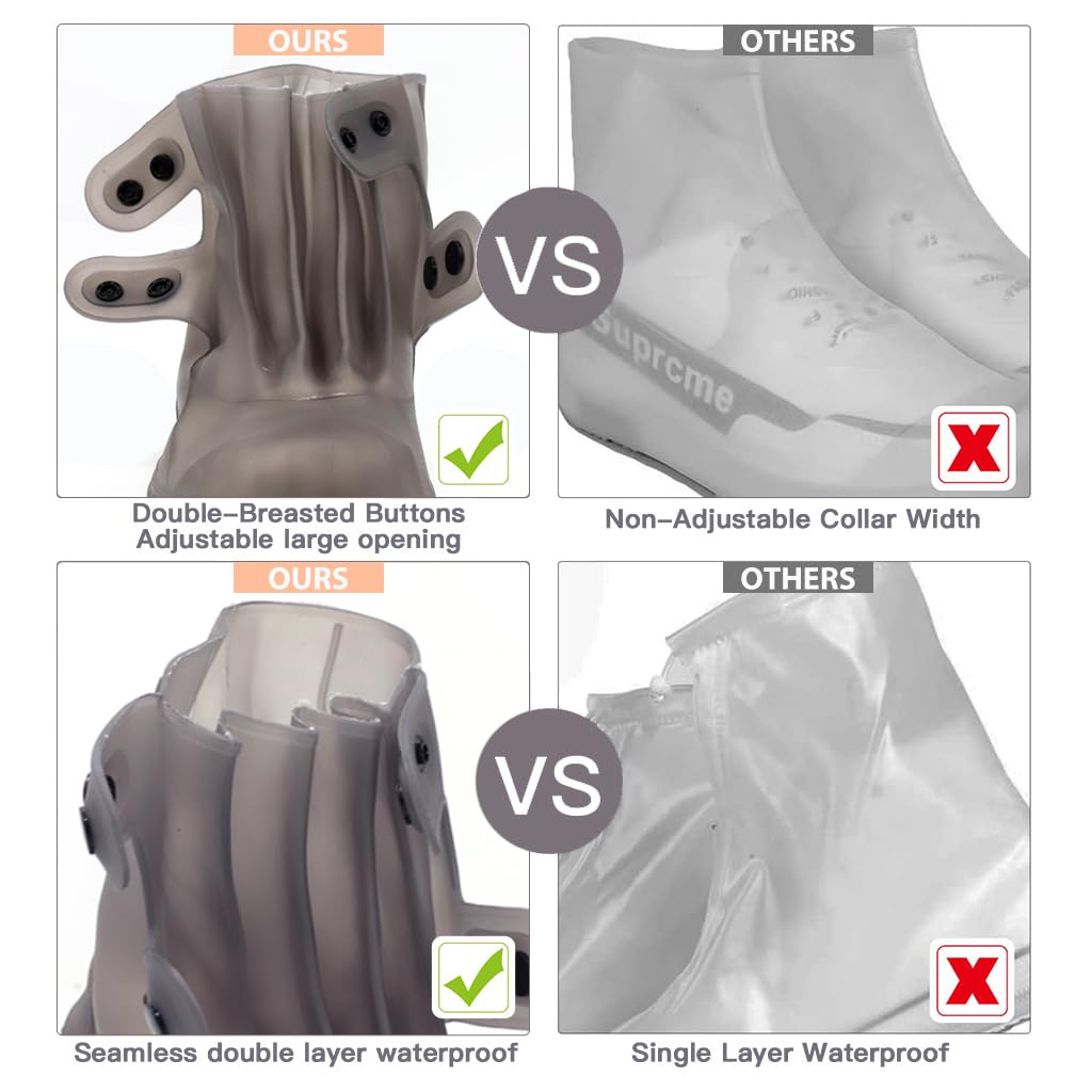 PALAY Silicone Shoe Covers for Kids, Men, Women with Double-Breasted, Anti-Slip and Waterproof Shoe Cover, TPE Sole Wear-resistant and Reusable Shoes Cover for Rainy Season (for Size 9-11)