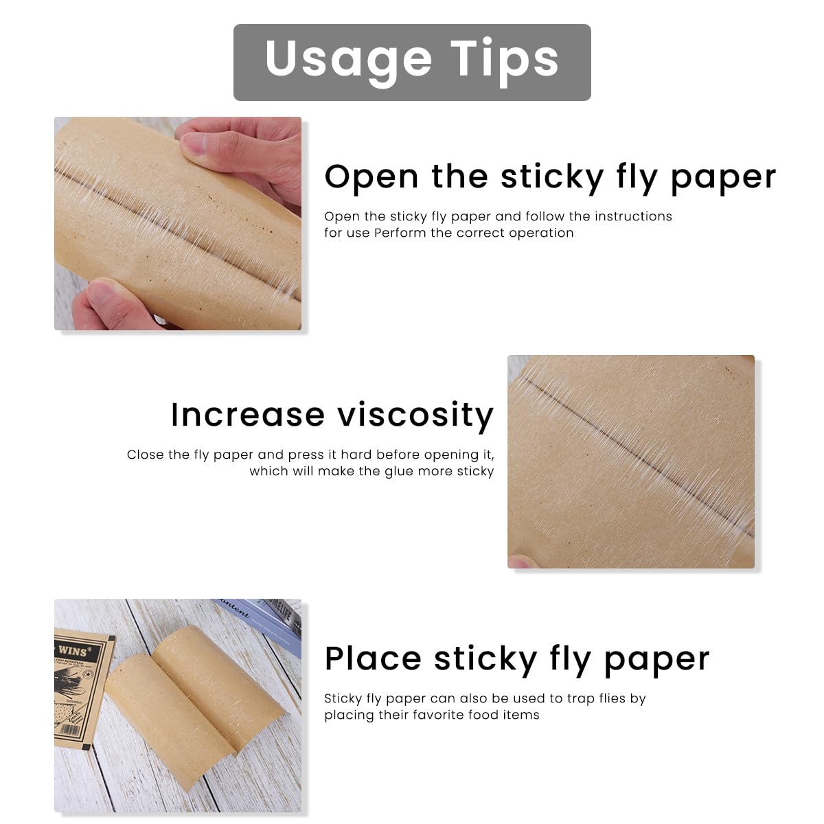 HASTHIP 100Pcs Fly Trap Kit for Insects, Whiteflies, Aphids, Leaf Minor, Ultra sticker Trap for Indoor, Greenhouse, Dining Room, Pesticide Free Fly Sticky Trap(26 x 19 cm)