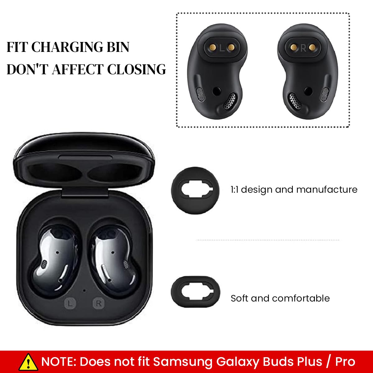 Verilux 6 Pairs Earbuds Tips for Galaxy Buds Live, Protective Ear Tips Silicone Eartips Adapter Ear Wing Tips Replacement Rubber Earbuds Tips Non-Slip Sound Leakproof Earbuds Cover Accessories (S/L)