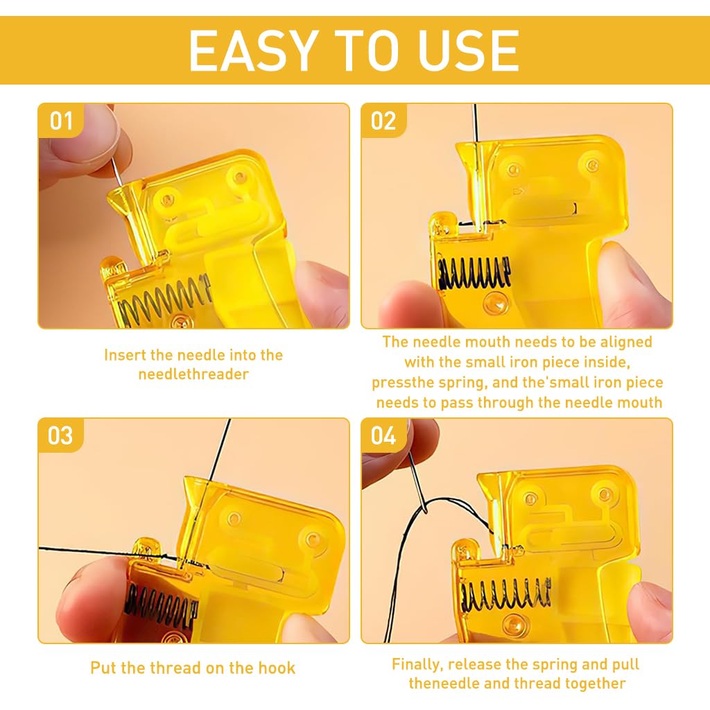 HASTHIP 5Pcs Easy Threading Tool Quick Needle Threaders for Hand Sewing Spring Loaded Quick Needle Threaders Versatile Self-Thread Tool for Hand Sewing, Embroidery Art
