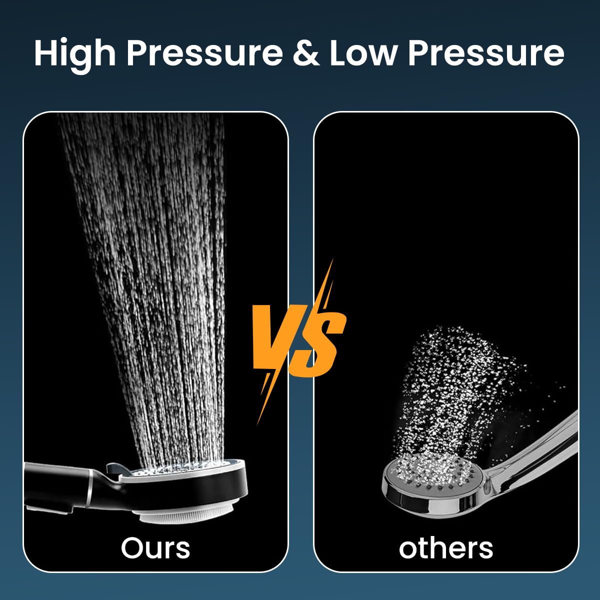 Serplex Pressurized Shower Head with Built in Filtration Double Sided Handheld Shower Brush Scrubber Shower Head with 5 Spray Modes 2 in 1 Spa Shower Head with Water Stop Button Universal Shower Head