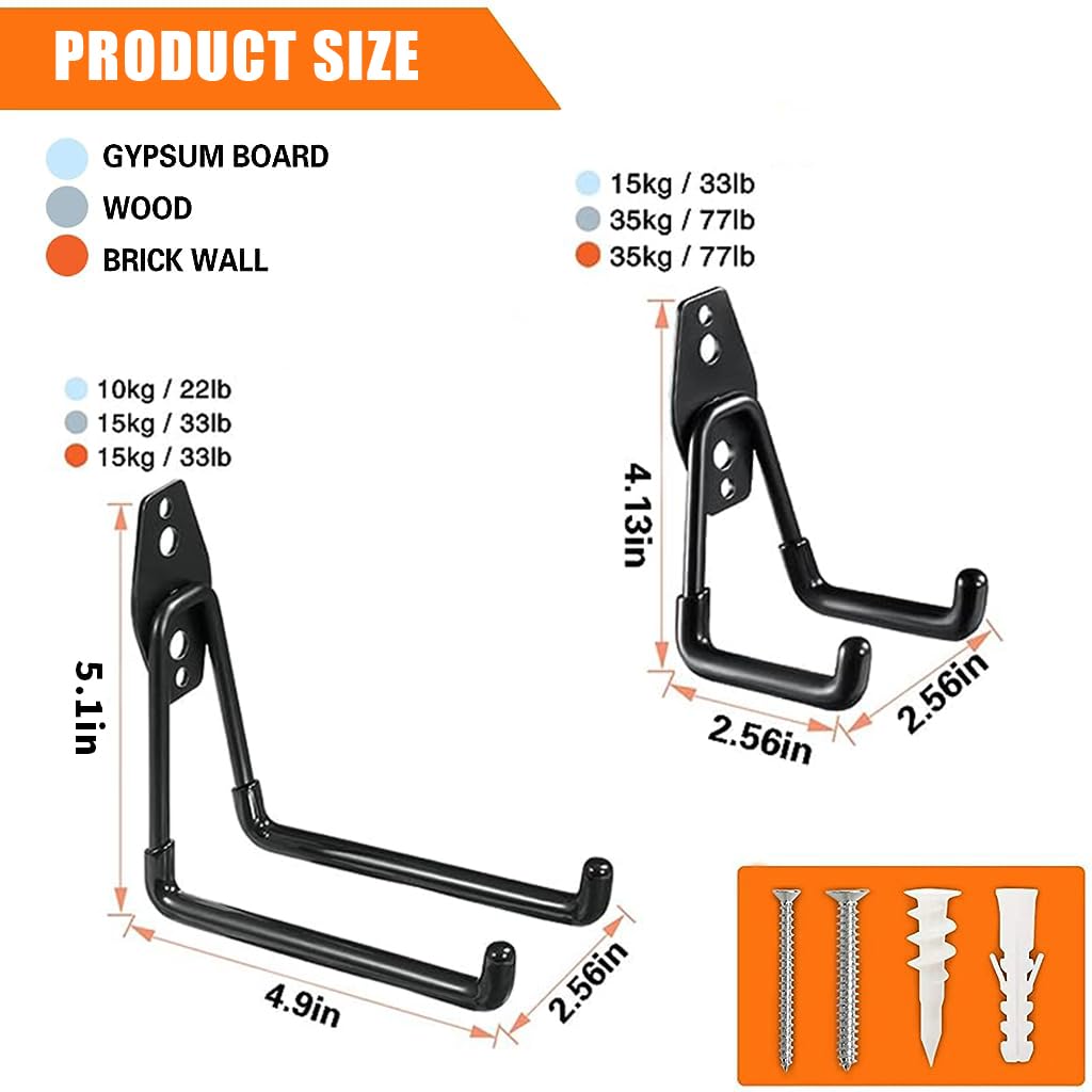 Serplex 4 Pack Garage Hooks Garage Storage Utility Hooks Garage Garden Tool Organizer eavy Duty Wall Hook Steel Wall Mount Hooks Steel Garage Storage Hooks for Organizing Garden Tool, Power Tools