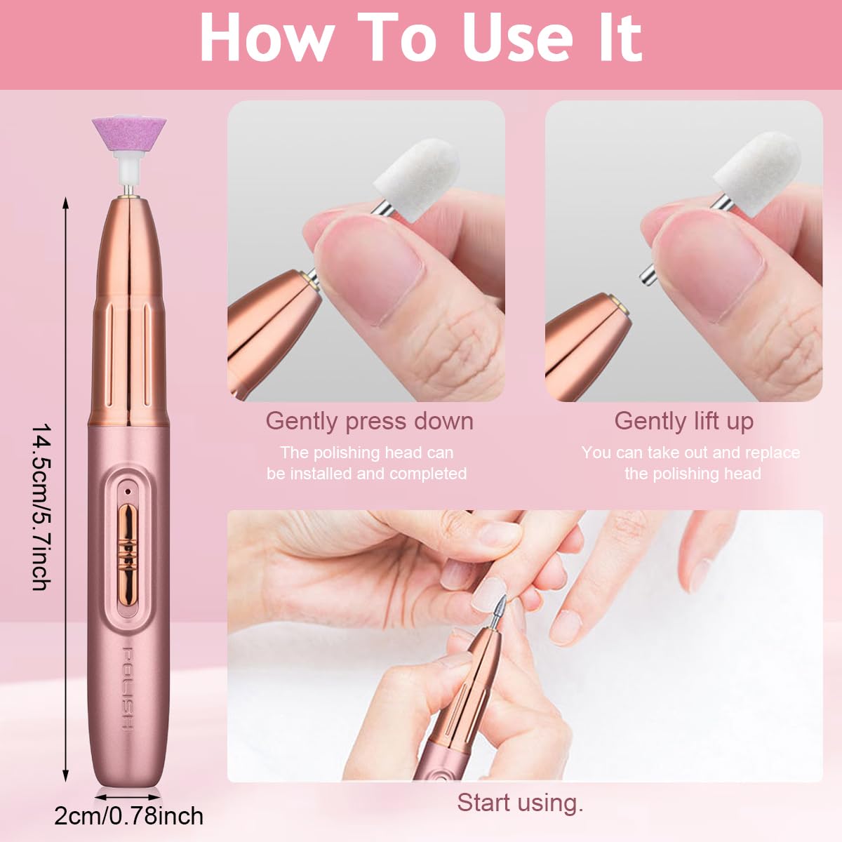 MAYCREATE Electric Nail Trimmer USB Rechargeable Nail Drill Machine with 5 Attachment Bits Nail Drill Gel Nail Cutter Manicure Pedicure Kit Products