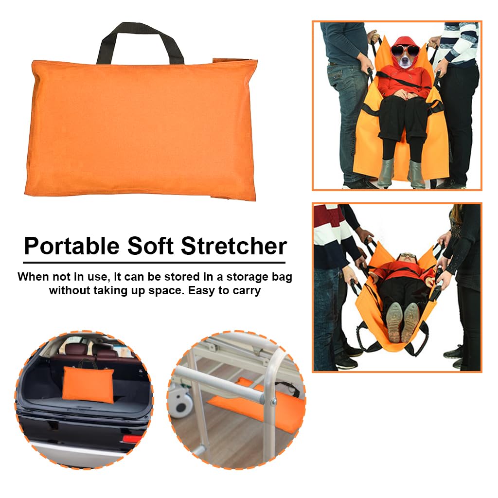 Serplex Folding Emergency Transport Stretcher with 12 Handles, Double Layer Oxford Cloth Waterproof Foldable Emergency Rescue Back Stretcher, Capacity 350 lbs, 70.8