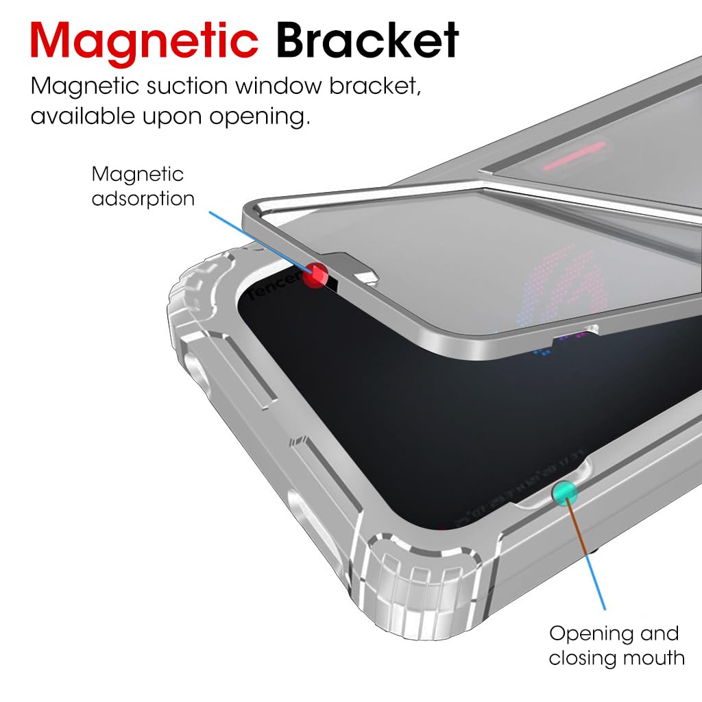 ZORBES Phone Case for Asus ROG Phone 7 TPU Phone Cover for Asus ROG Phone 7 Transparent PC Phone Case with Magnet Folding Phone Stand Shockproof 2 in 1 Phone Case for Asus ROG Phone 7