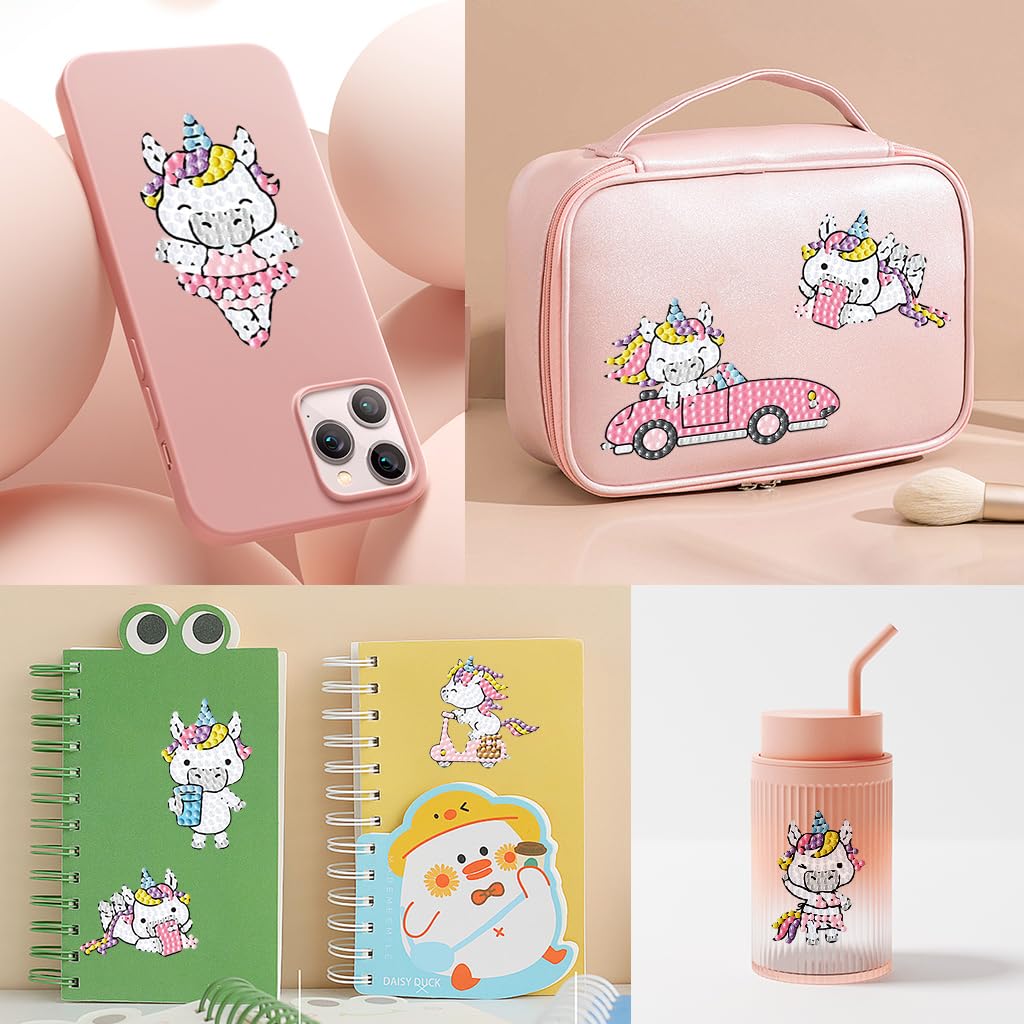 PATPAT Kids Diamond Art Stickers Kits - Diamond Art Crafts Gifts for Girls Ages 8-12 Gem Arts DIY Mosaic Diamond Dotz Sets Stickers