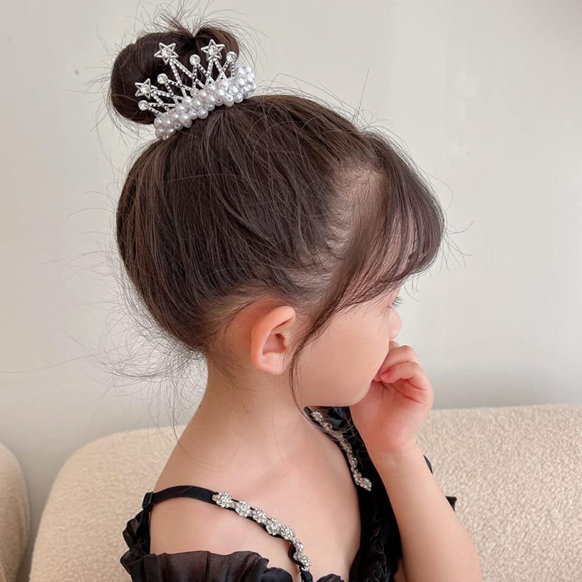 MAYCREATE 4pcs Hair Tie Elastic Scrunchies for Girls Crown Pearl Scrunchies Hair Accessories Hair Ropes for Hair Bun, Ponytail Gift for Girls