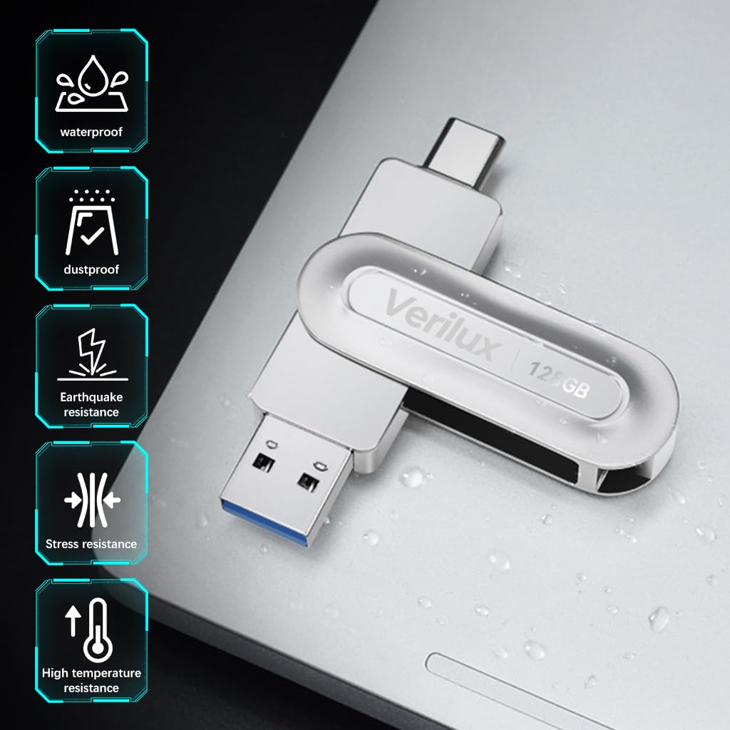 Verilux 128GB USB 3.2+ Type C Hi-Speed SSD,