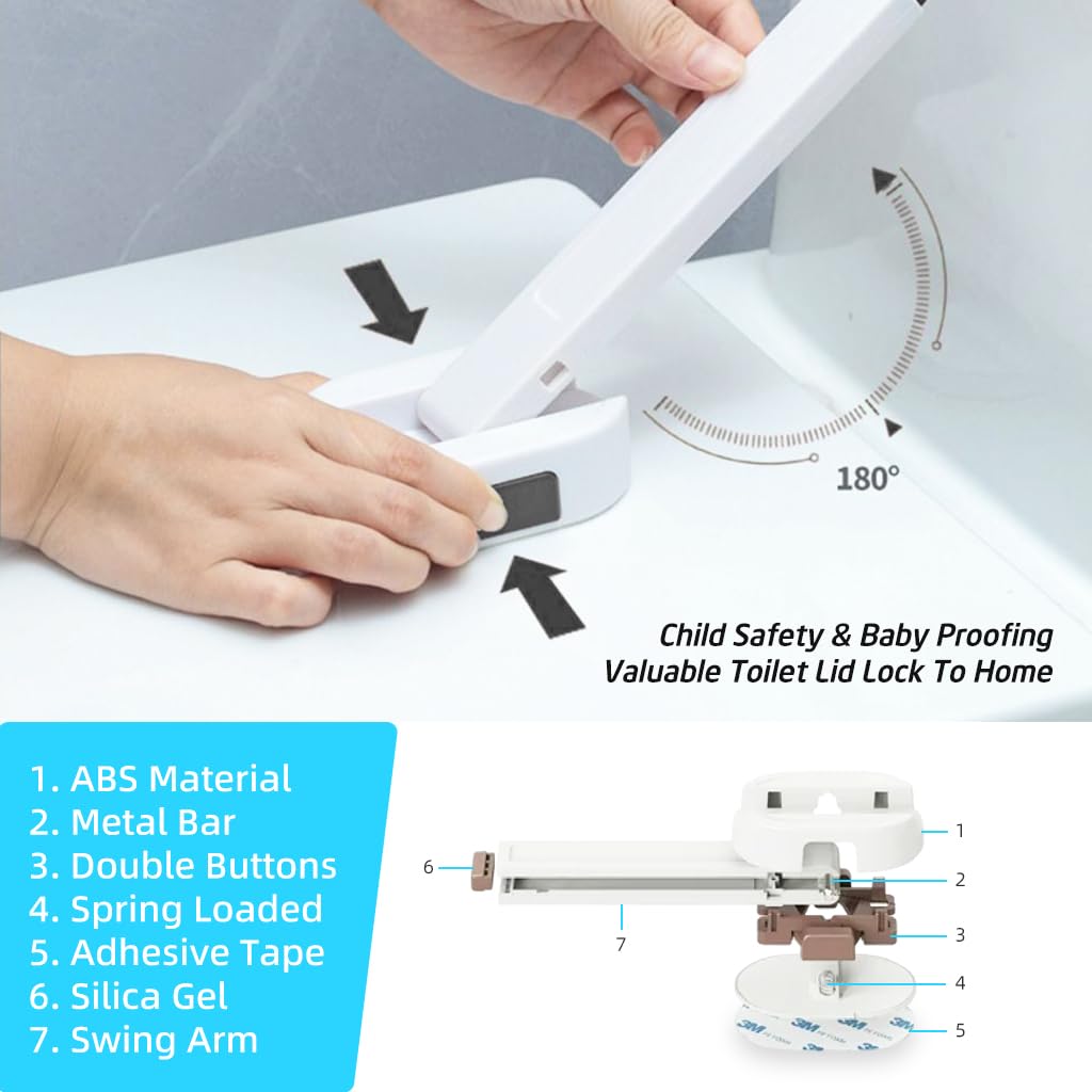 SNOWIE SOFT Toilet Seat Lock Child Proof Toilet Lock for Toilet Lid Baby Safety Products Prevent Baby from Pinching Hands Universal Utility Toilet Accessories