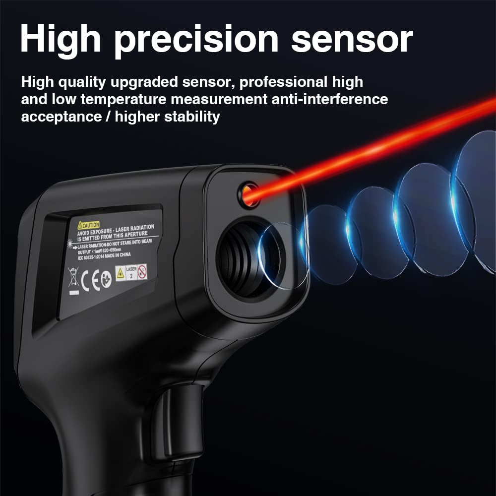 Serplex Handheld Infrared Thermometer, Non-Contact Digital Laser Temperature Gun 57°F ~1022°F (-50°C ~ 550°C) with Battery & Color LCD Display for Household Industrial Use, for Cooking, Pizza Oven