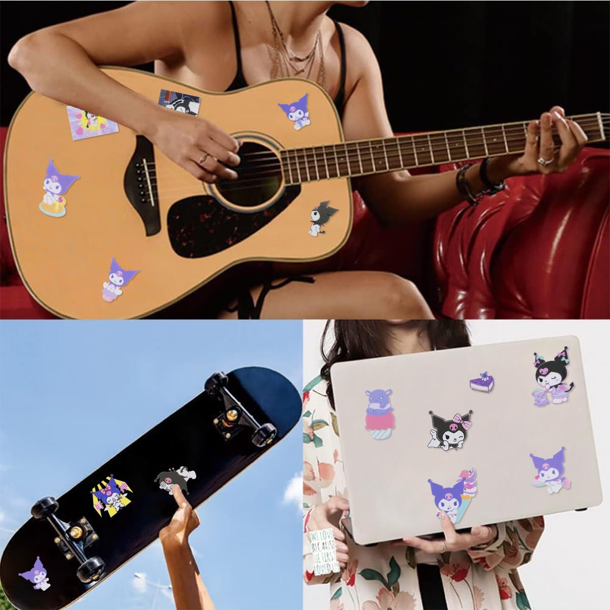 HASTHIP Kuromi Sticker Gift Set - 100Pcs Kuromi & Melody Stickers, Cute Stickers Decals Assorteds Kawaii Sticker Gifts for Kids Teens Girls Adults, Ideal DIY Decor & Gift For Sanrio Fans