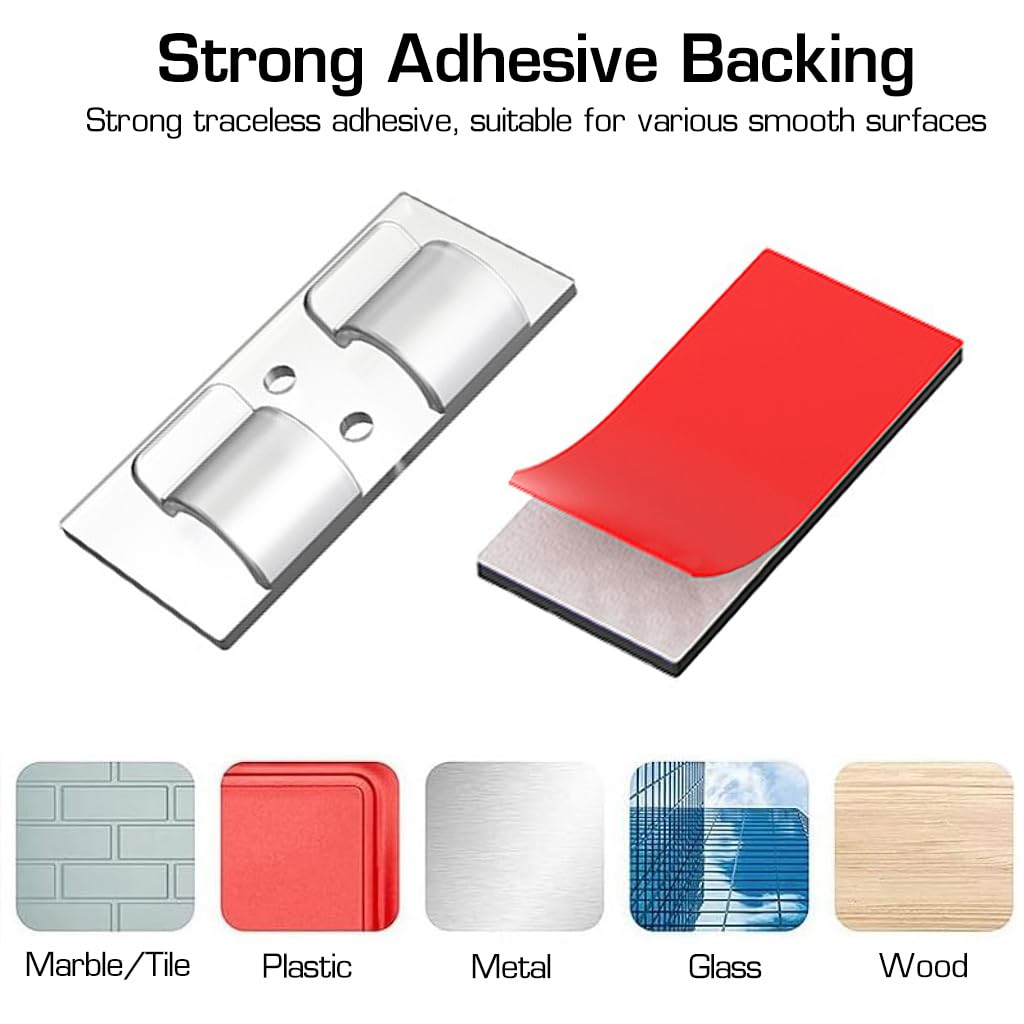 HASTHIP 25pcs Cable Organizer Wall Wire Holder Self Adhesive Cable Organizer Plastic Cable Clip for Christmas Light, Light String, Hanging Light, Wall Light String, White