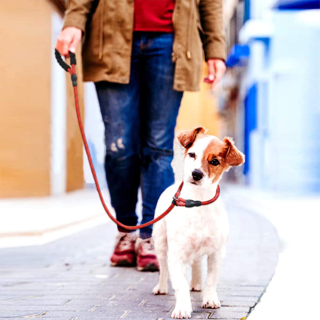 Qpets 1.7m Dog Training Leash, Durable Light Reflecting Dog Leash, Dog Leash for Large Dogs, Adjustable Dogs Leash Anti-Strain Leash Braided Rope for Small Medium Large Dog(Red)
