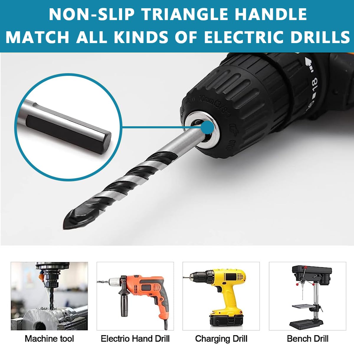 Serplex 12Pcs Drill Bits Set 6 Sizes Drill Bits 3.14-4.72inch Masonry Drill Bit Set & Concrete Drill Bit Set, Professional Carbide Drill Bits Tip for Glass, Tile, Brick, Cement Concrete Plastic Wood