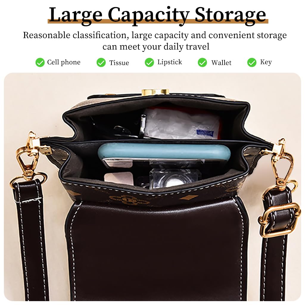 GUSTAVE Black Women Stylish PU Leather Small Cross Body Phone Bag with Mobile Cell Phone Pouch,Purse Wallet Sling Bag with Detachable Strap for Daily Essentials