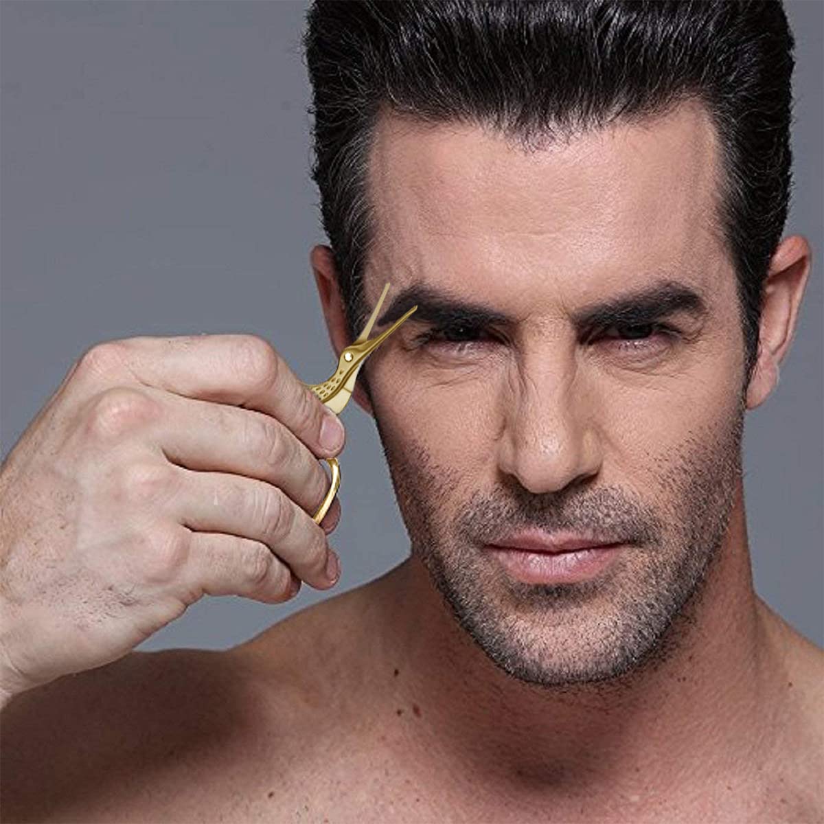 HASTHIP Gold Nose Hair Trimmer,Ear & Nose Hair Scissors for Men,Multipurpose Small Beard Scissors,Women Eyelashes Eyebrow Scissors,Safety Blunt Tip for Facial Hair Moustache with Storage Box