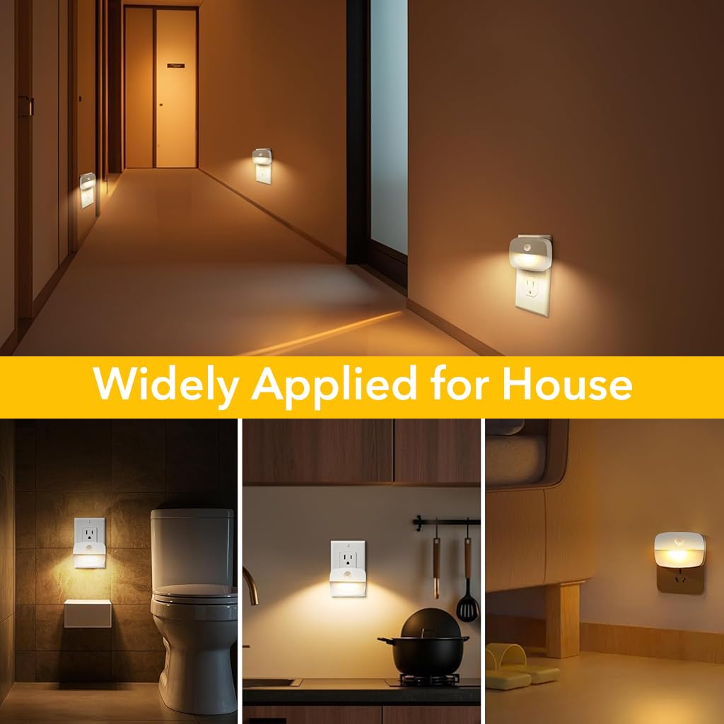 ELEPHANTBOAT® LED Night Light 3-Color Motion Sensor Smart Night Lights Multi Modes LED Night Light Wardrobe Light Stair Light Cabint Light Plug and Go Motion Sensor Lights for Bedroom, Kitchen, Entry