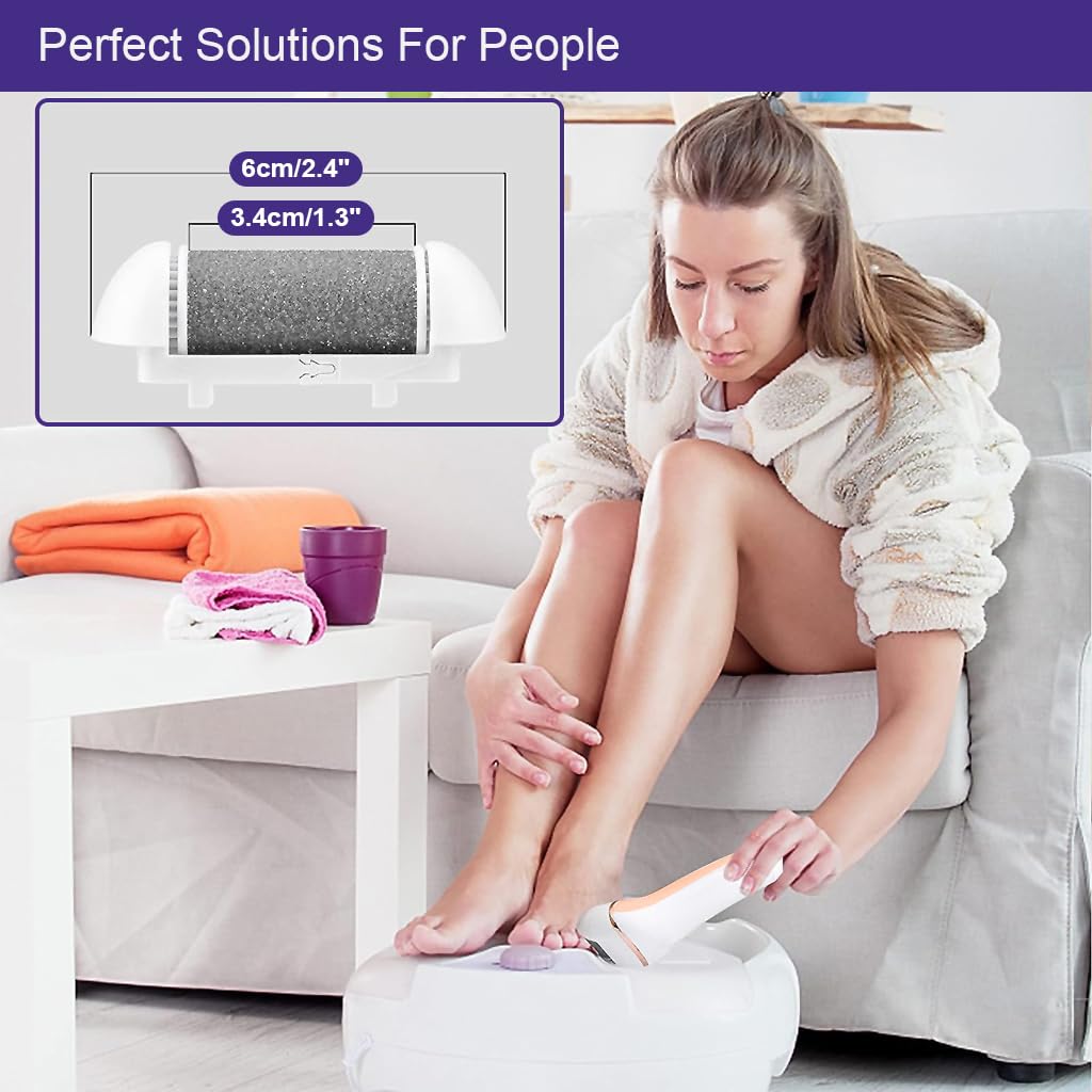 HANNEA Electric Callus Remover for Feet with 3 Head Rollers LED Light Foot Scrubber for Callus & Dead Skin Removal, Pedicure Machine Rechargeable Foot Care, Waterproof
