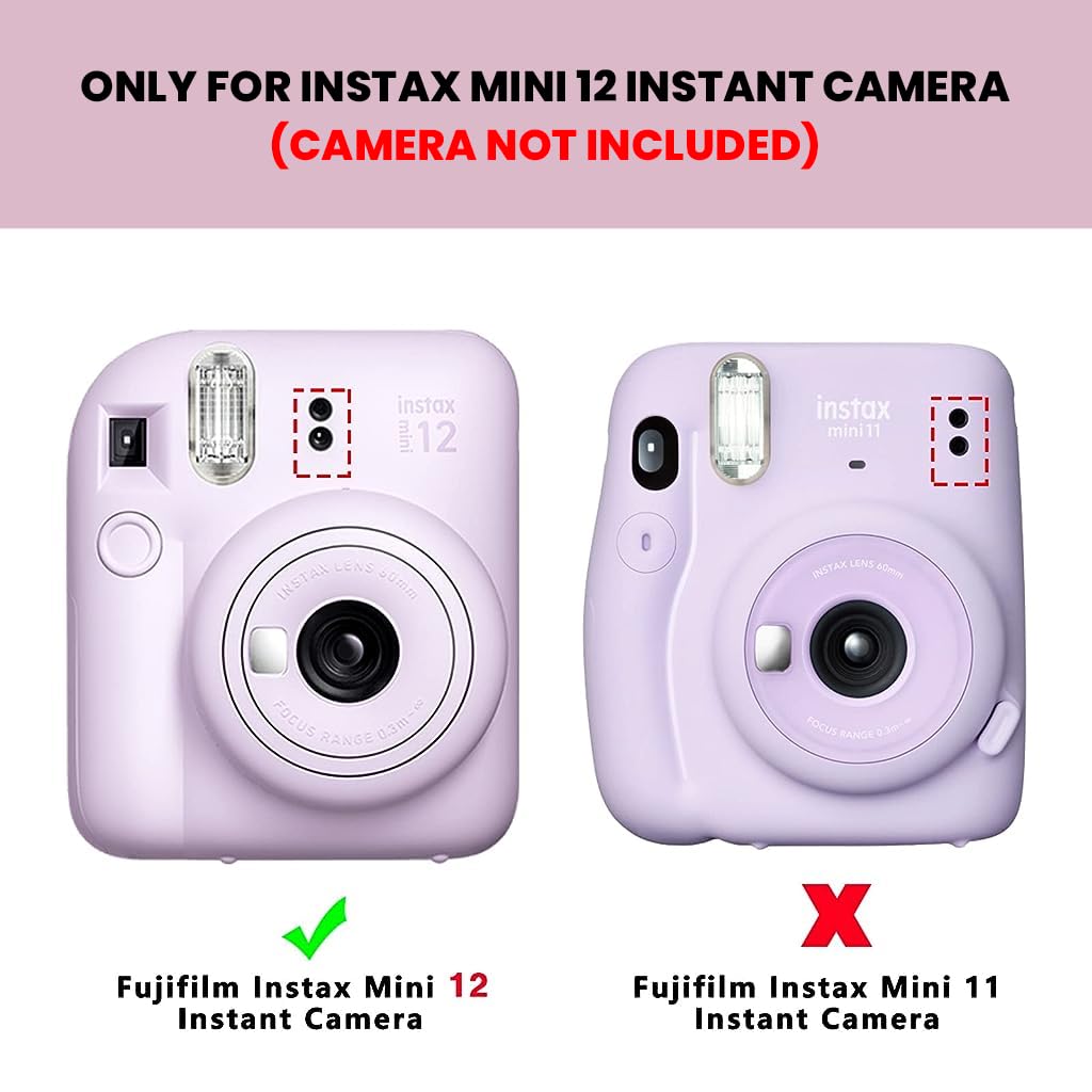 ZORBES Camera Case for Fujifilm Instax Mini 12 Soft Silicone Protective Case with Print Shoulder Strap, Anti-Scratch for Fujifilm Instax Mini 12 Camera Case Cover (Without Camera)