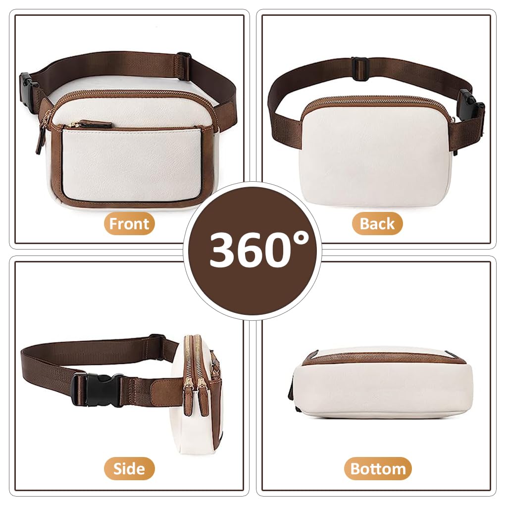 PALAY Waist Bag for Women Fanny Pack Lightweight PU Zipper Bag Waist Bag Adjustable Belt with Quick Release Buckle Fashion Women Waist Bag for Travel, Walking, Cycling