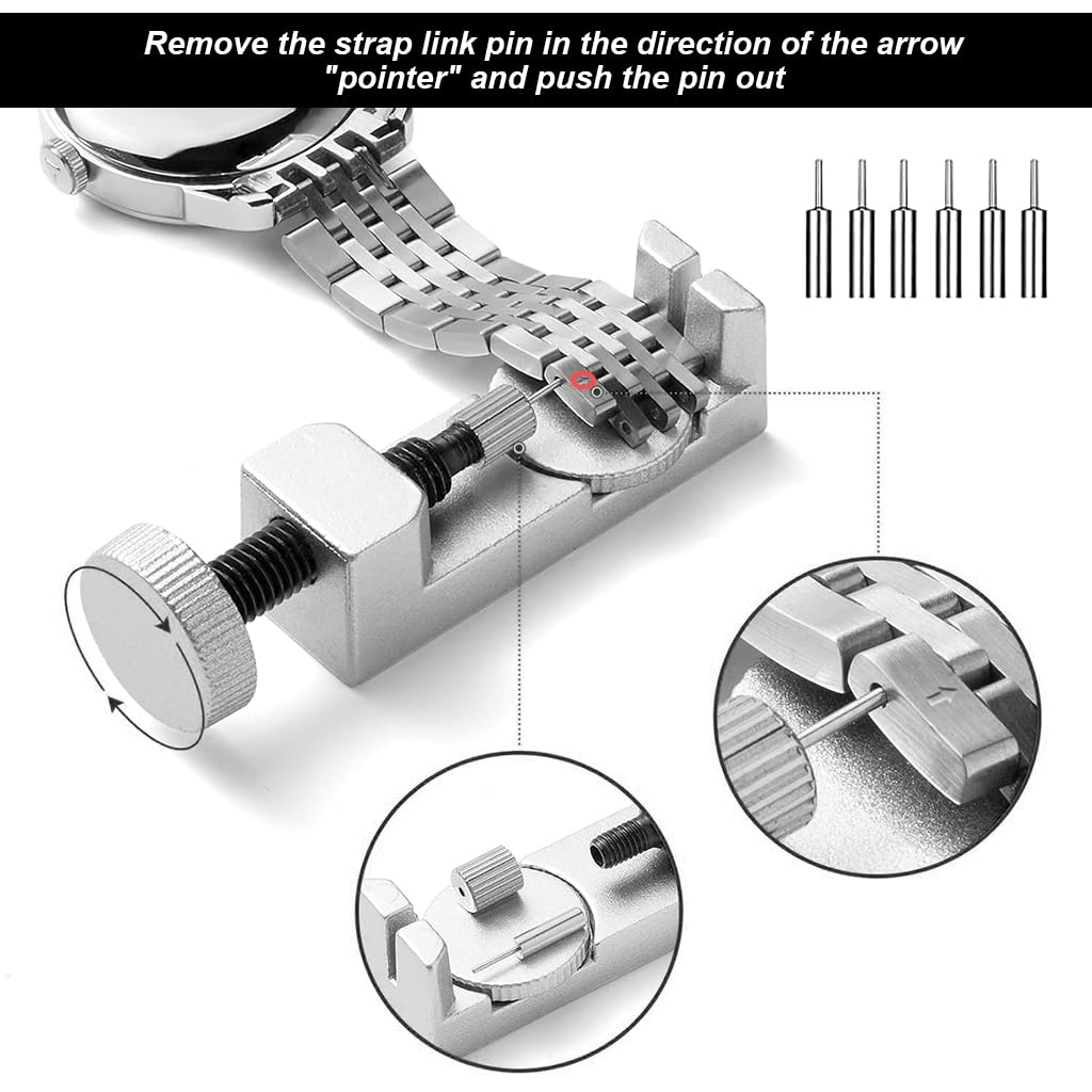 Serplex Watch Repair Kit 24 in 1 Watch Repair Kit for Wrist Watch Professional Watch Repair Kit with Spring Bar Tool, Watch Case Opener, Link Remover Tool, Cotter Pins, Hammer, Storage Bag