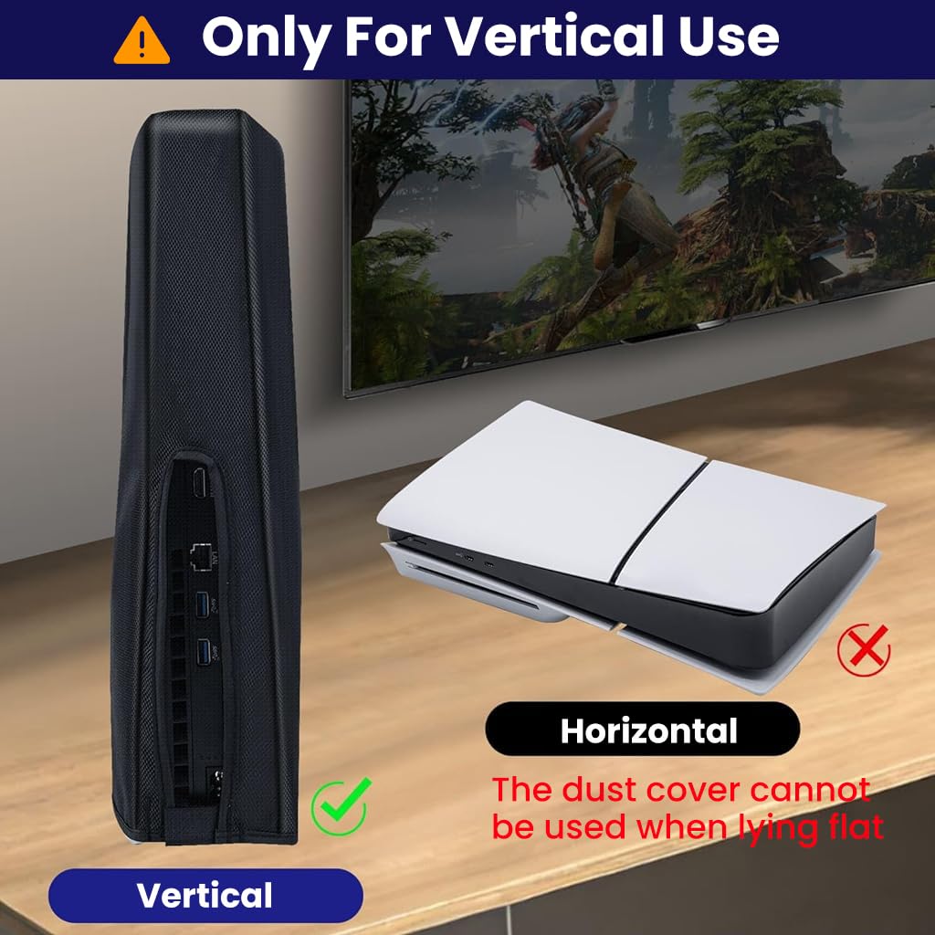 ZORBES Dust Cover for SONY PS5 Console, Oxford Cloth Dust Proof Cover for Sony PlayStation 5 Game Console Vertical Dust Cover Sleeve for PS5 Accessories Digital Edition & Disc Edition (Black)