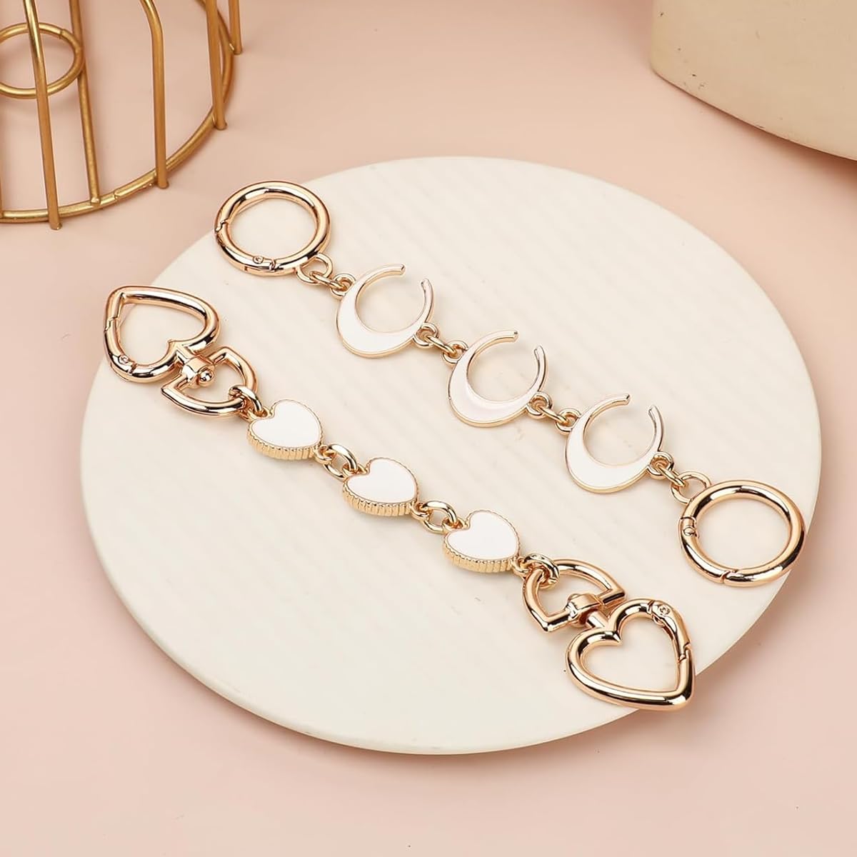 PALAY 2Pcs Bag Extender Chain Golden Chain Extender for Bag 6.1 Inches Cute Charm Chain Strap for Bags Quick Connection Bag Extender Chain Fashion Bag Extender Chain for Purse, Handbag, Sling Bag