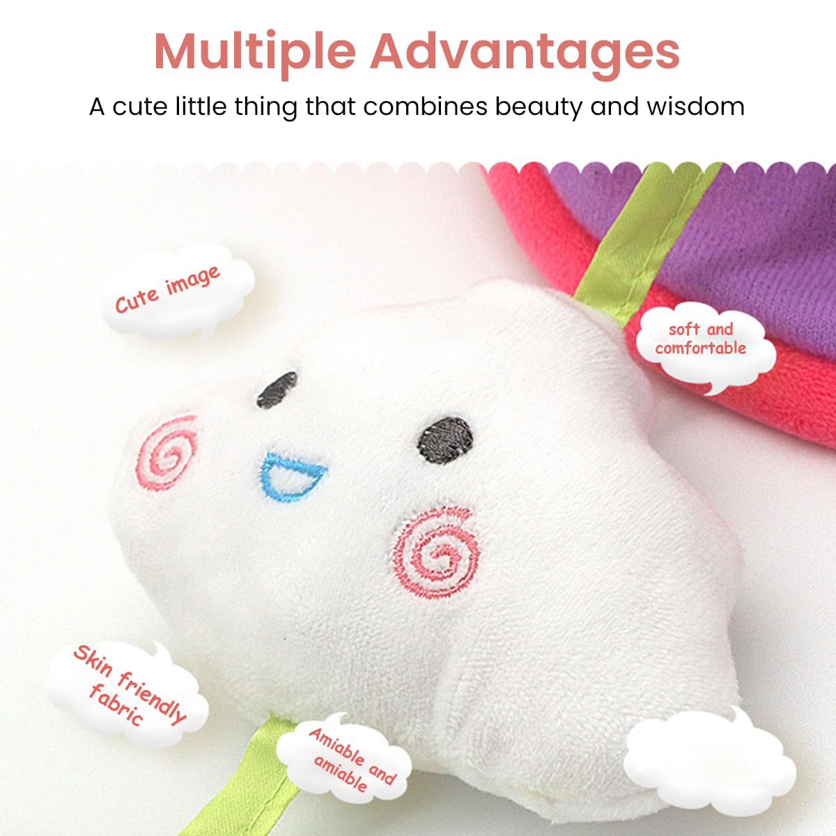 PATPAT Hanging Toys for Babies 0-6 Months, New Born Baby Toys Rattle Crinkle Squeaky Toy Car Seat Plush Stroller Toy with Mirror Plush Animal C-Clip Ring for Infant Babies 3 6 9 to 12 Months