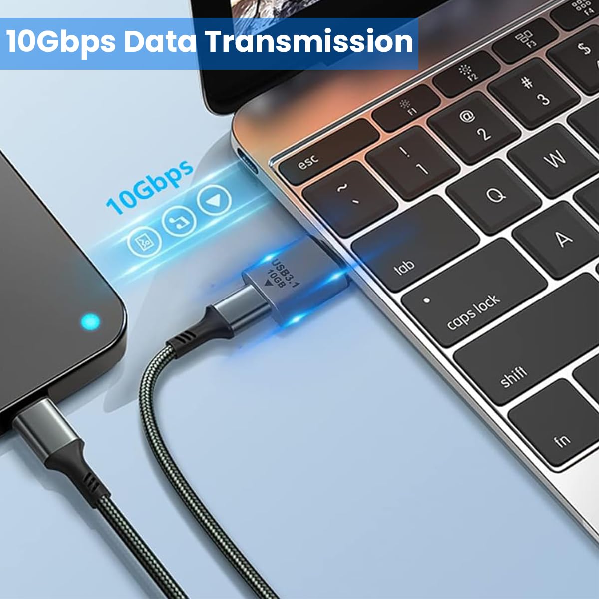 Verilux Type C to USB Adapter USB 3.1 Type C to USB Charger Converter Support 10Gbps Speedy Data Transfer & 20W Fast Charging Compatible with iPhone 15, MacBook, Samsung Galaxy