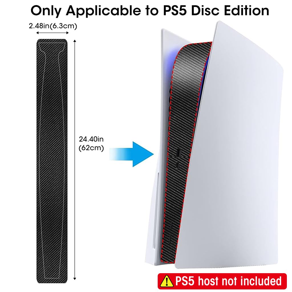 ZORBES PS5 Console Middle Sticker PVC Stylish Carbon Fiber Pattern Middle Skin Sticker Anti-Scratch PS5 Console Skin Sticker for Console Center Part Self-Adhesive Middle Skin Sticker for PS5 Console