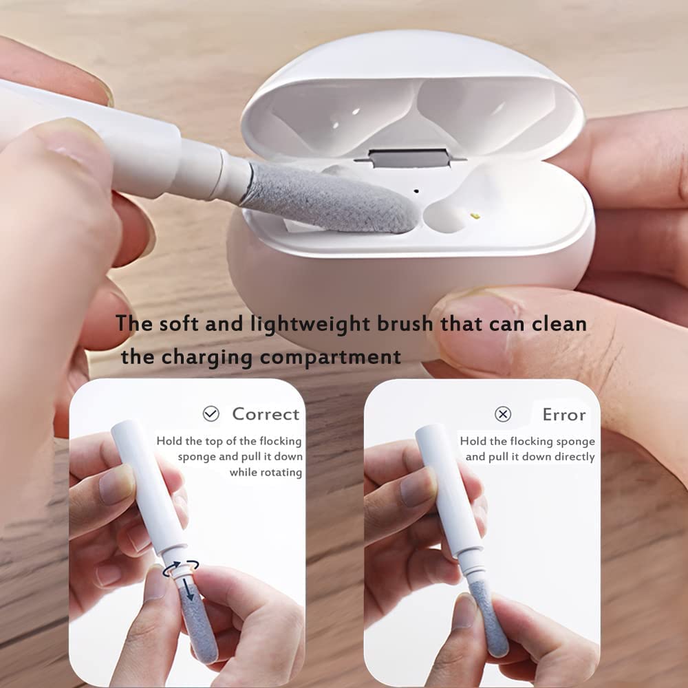 HASTHIP Earphone Cleaning Brush Set,Earbuds Clean Pen Earbud Dust Brush Earphone Case Cleaning Gadget for Airpods Pro MI Earbuds