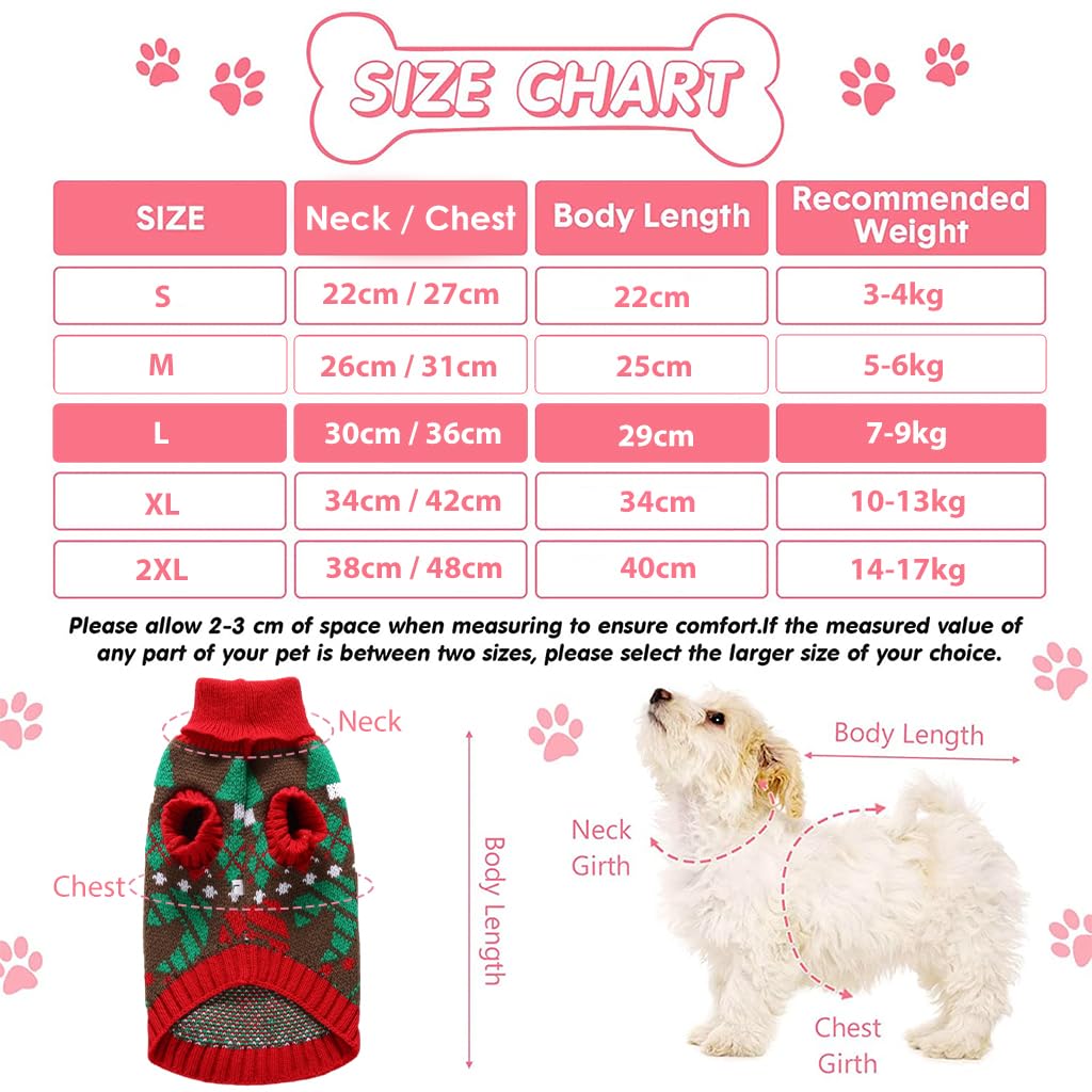 Qpets Winter Clothes for Dog Knitted Crocheting Sweater for Small Dogs Print Sweater Christmas Suit for Small Dogs Christmas Sweater for Dogs Gift for Dogs (Red, Size: L)